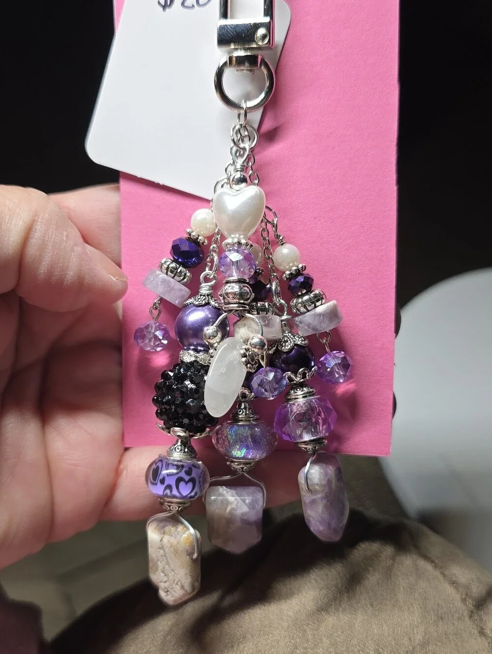💜 Handmade Purple Beaded Charm Keychain/Bag Charm 💜